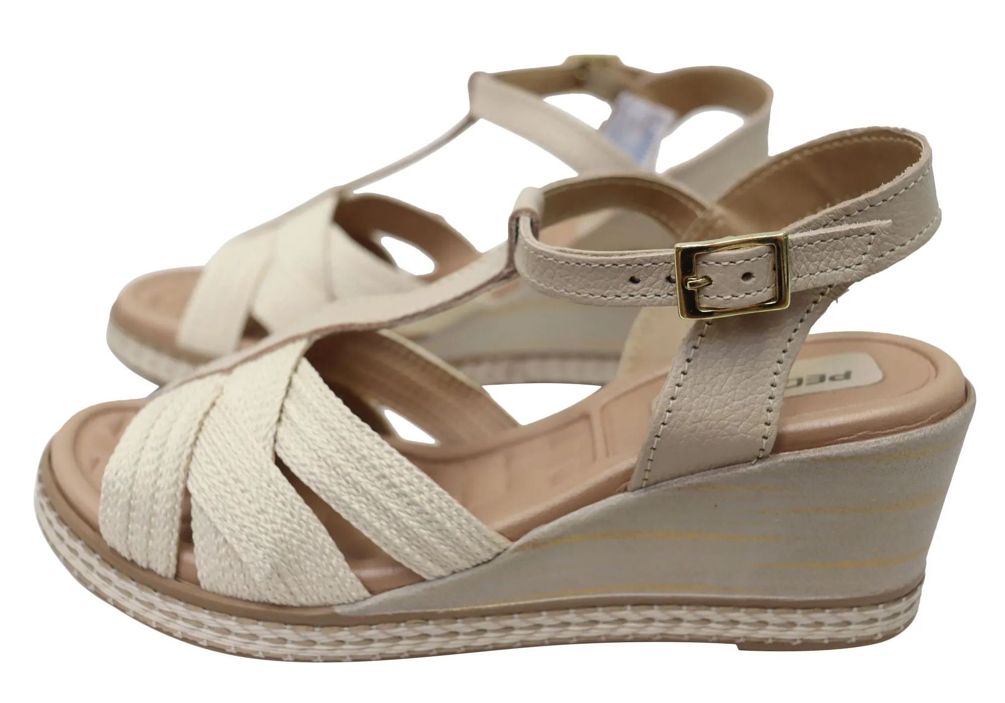 Pegada Carlisle Womens Brazilian Comfortable Leather Wedge Sandals Pegada Shoes