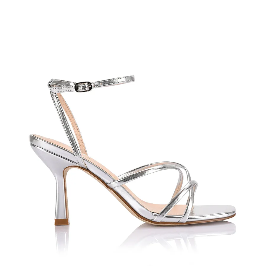 Penelope Strappy Sandals - Silver Metallic