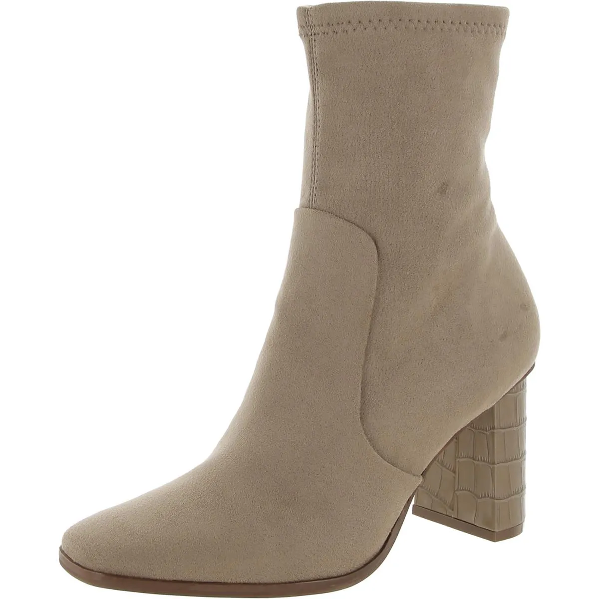 Petya Womens Square Toe Embossed Heel Mid-Calf Boots