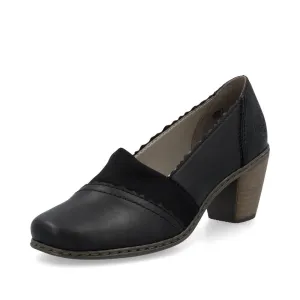 Rieker Shoes 40911-00 Black Slip On Heel