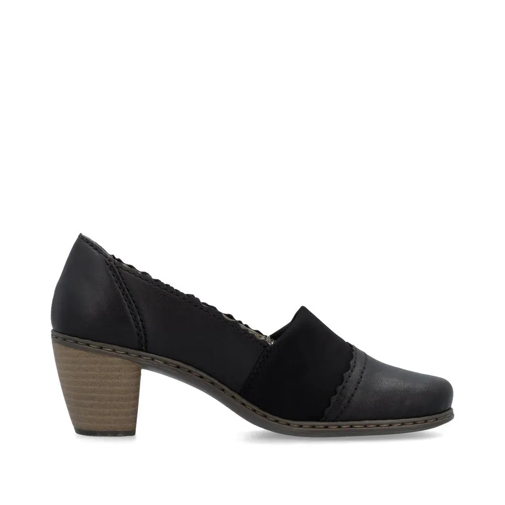 Rieker Shoes 40911-00 Black Slip On Heel