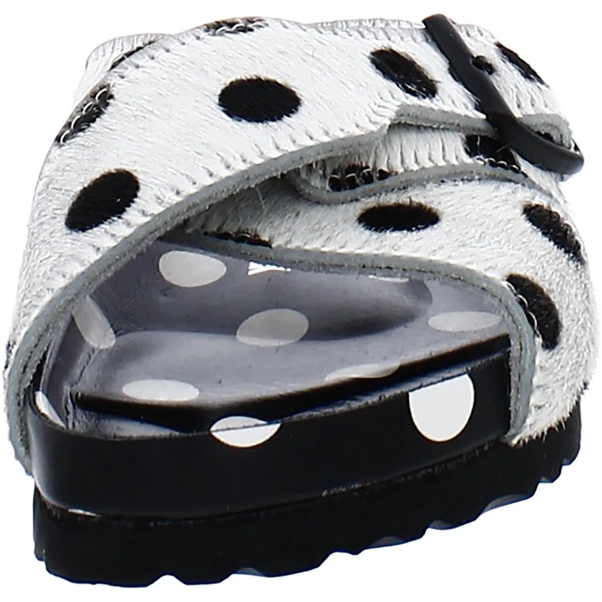 Rodra Womens Calf Hair Polka Dot Slide Sandals