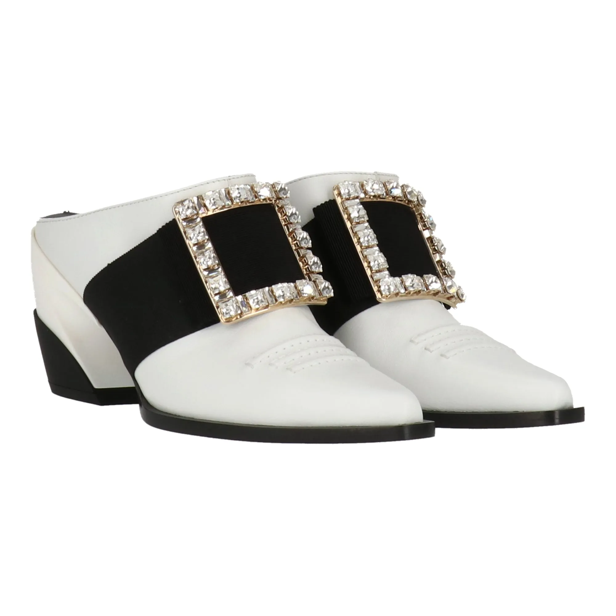 Roger Vivier Womens White Mule Shoes_Roger-Vivier