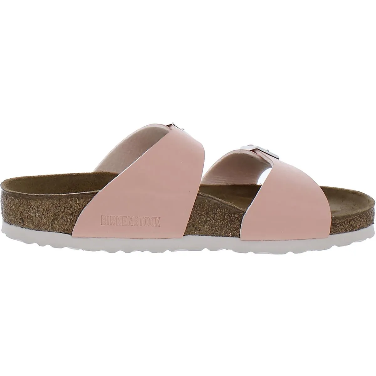 Sydney BS Womens Faux Leather Double Strap Slide Sandals