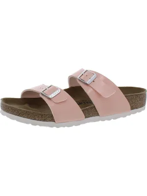 Sydney BS Womens Faux Leather Double Strap Slide Sandals
