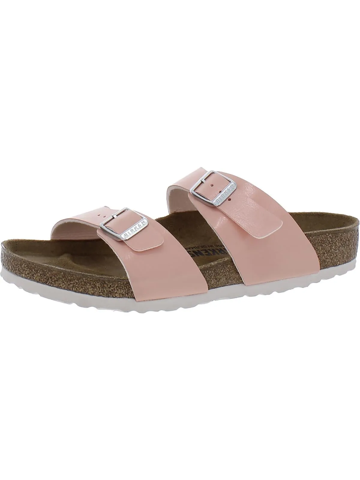 Sydney BS Womens Faux Leather Double Strap Slide Sandals