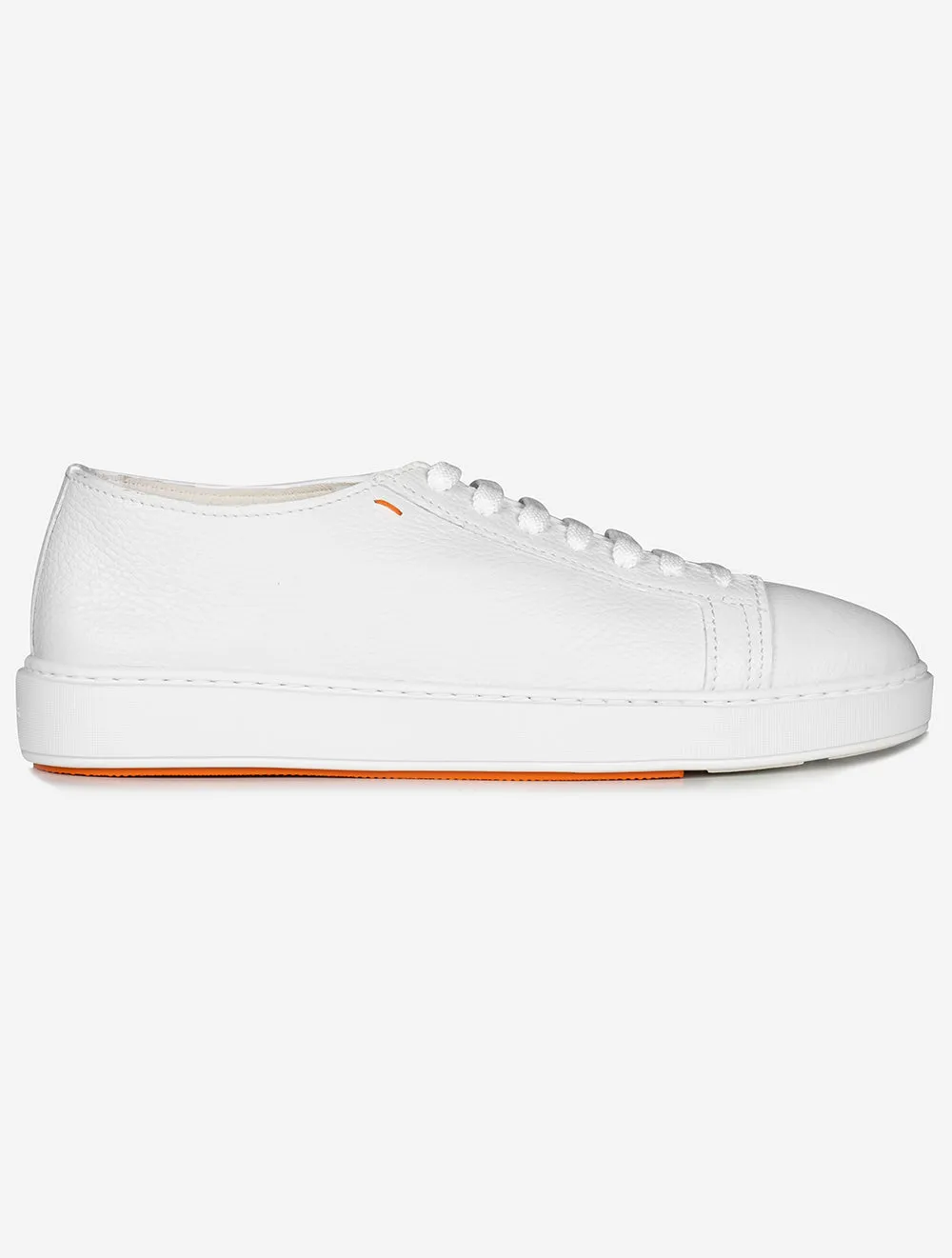 Tumbled Leather Sneaker White