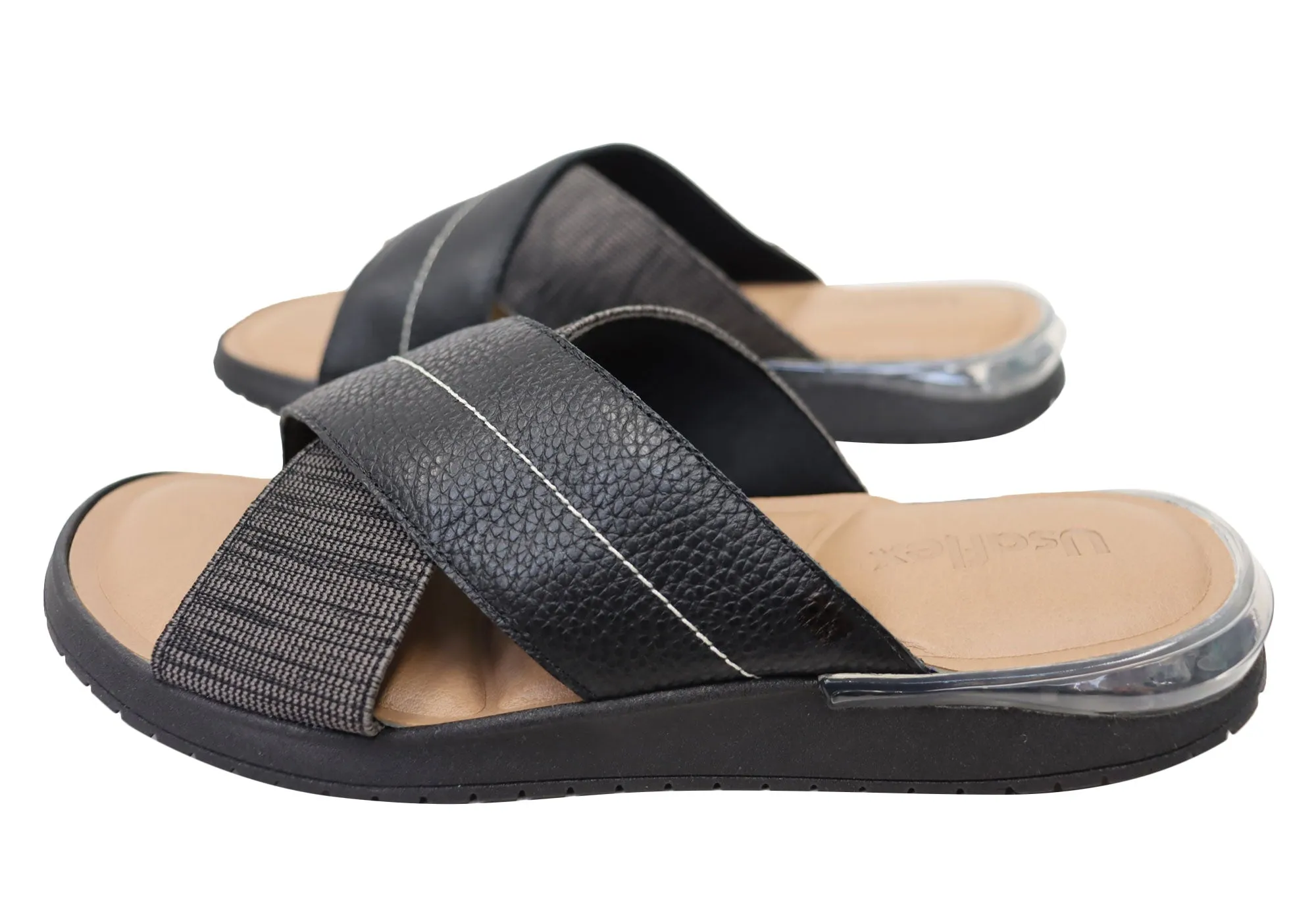 Usaflex Sunni Womens Comfortable Brazilian Leather Slides Sandals Usaflex Shoes