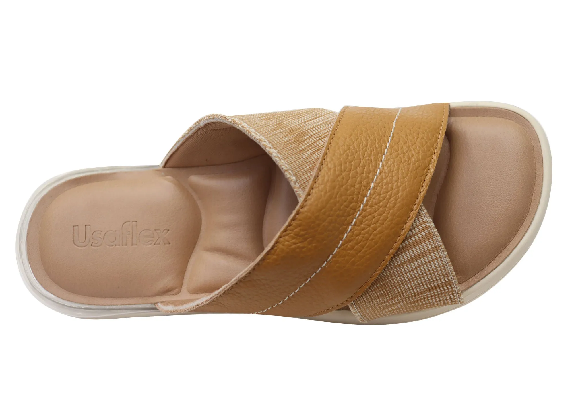 Usaflex Sunni Womens Comfortable Brazilian Leather Slides Sandals Usaflex Shoes
