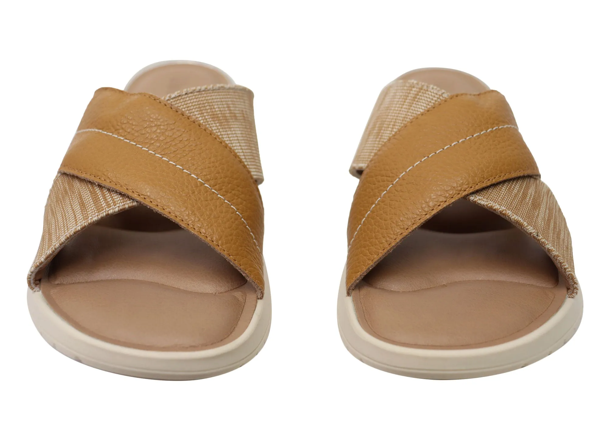Usaflex Sunni Womens Comfortable Brazilian Leather Slides Sandals Usaflex Shoes