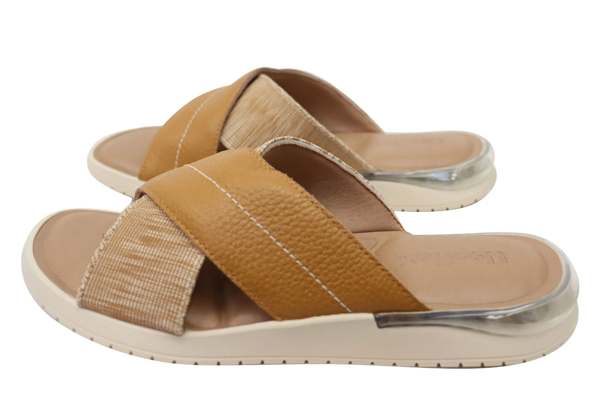 Usaflex Sunni Womens Comfortable Brazilian Leather Slides Sandals Usaflex Shoes