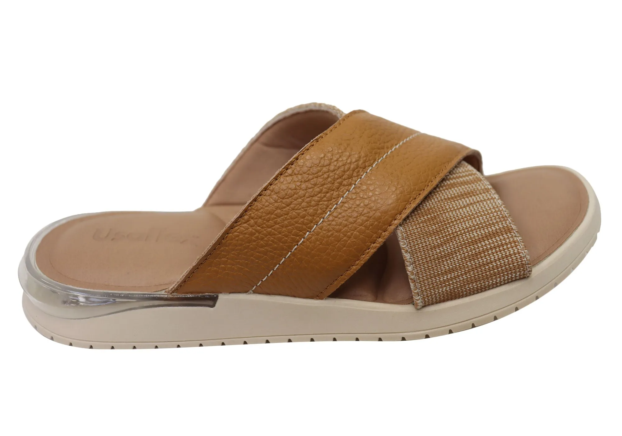 Usaflex Sunni Womens Comfortable Brazilian Leather Slides Sandals Usaflex Shoes