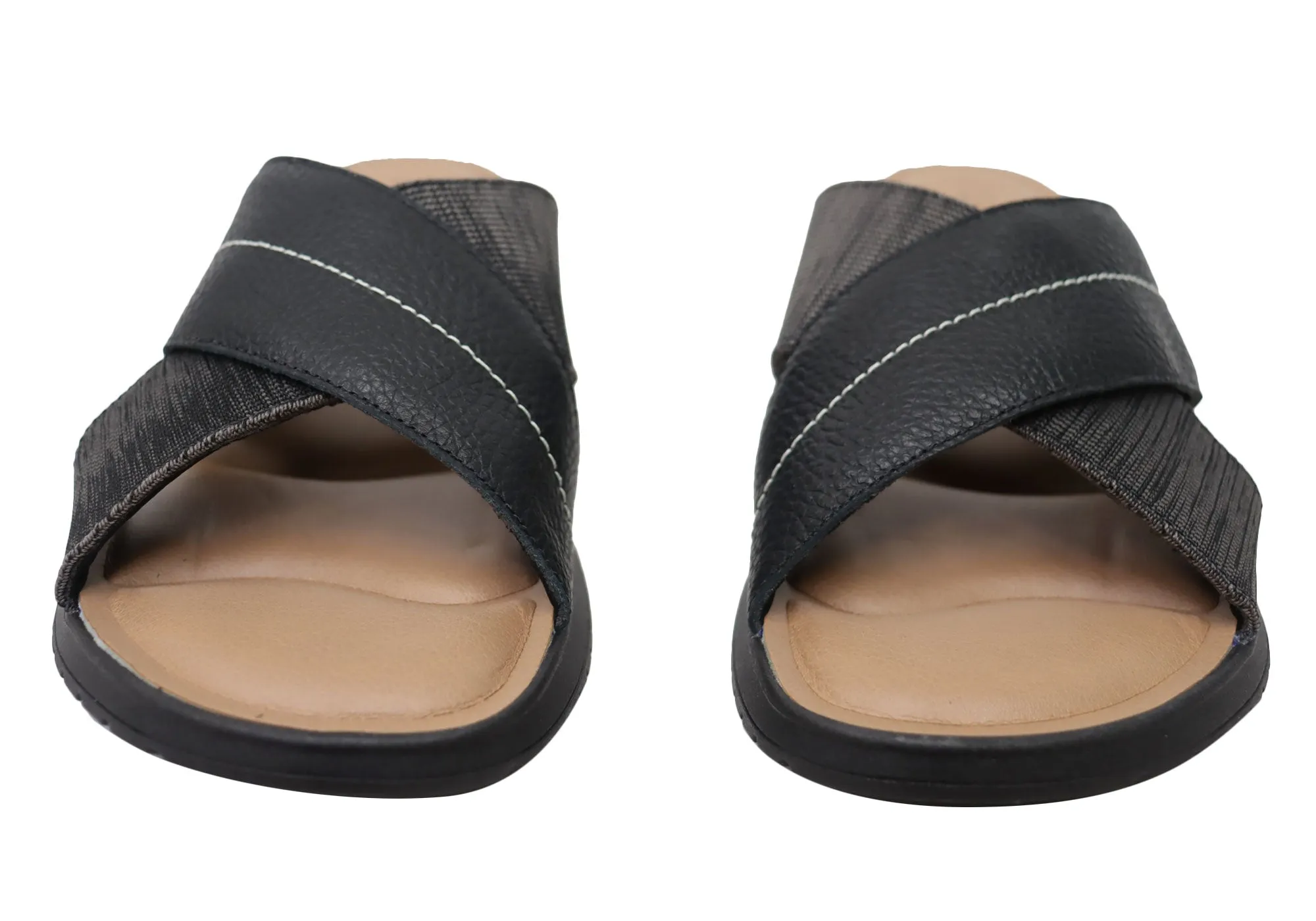 Usaflex Sunni Womens Comfortable Brazilian Leather Slides Sandals Usaflex Shoes
