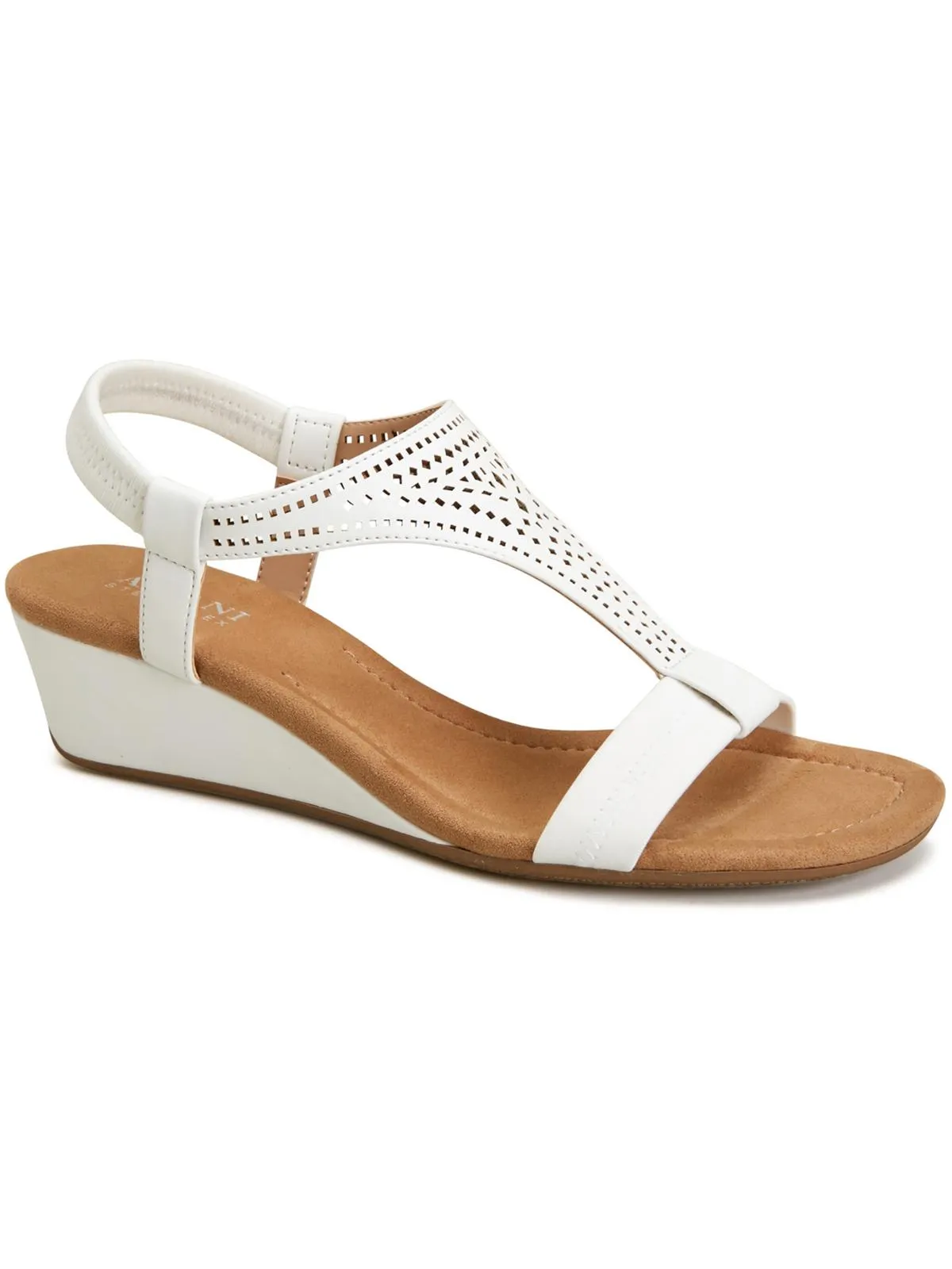 Vacanza Womens Faux Leather Wedge Sandals