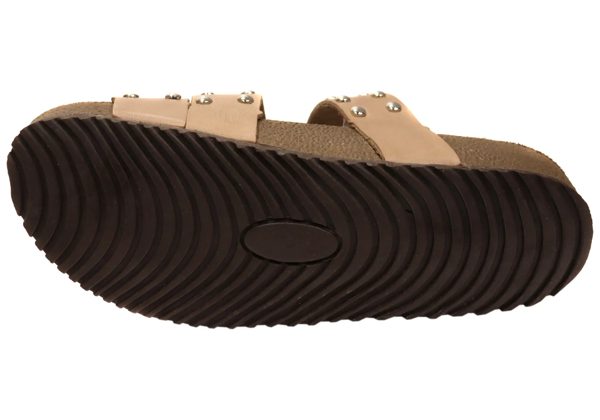 Via Paula Beth Womens Leather Comfort Slides Sandals Made in Brazil Via Paula Shoes