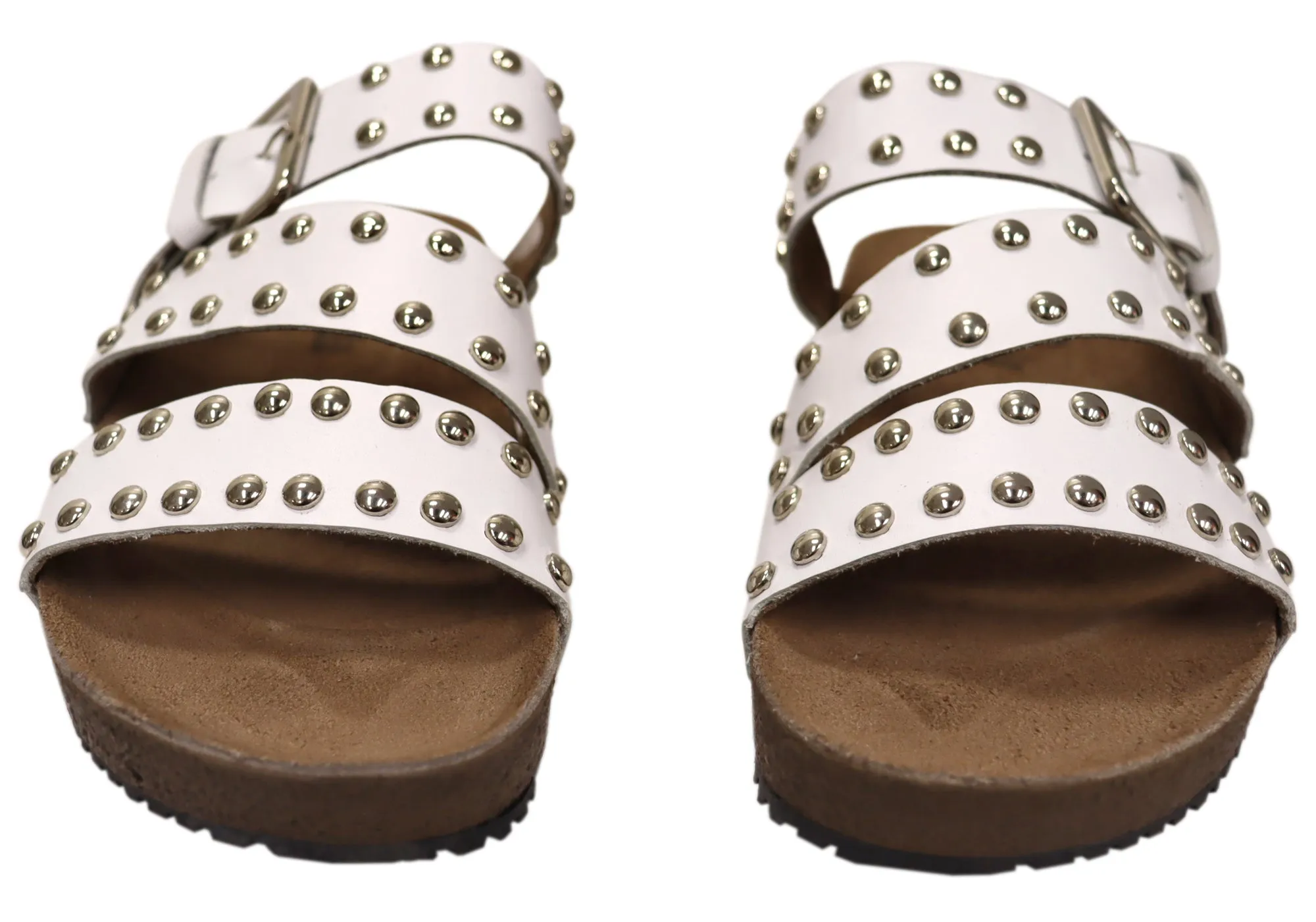 Via Paula Beth Womens Leather Comfort Slides Sandals Made in Brazil Via Paula Shoes