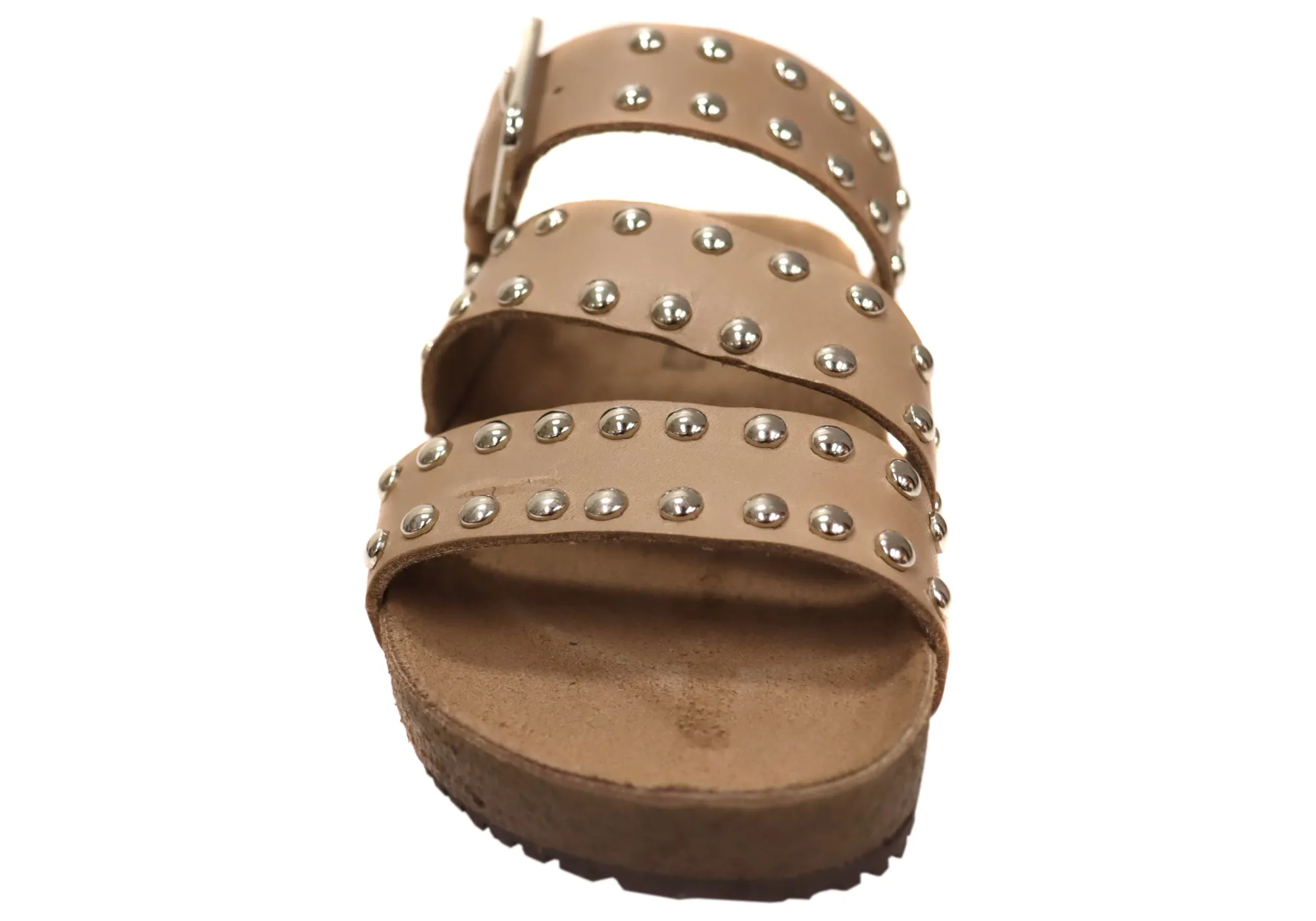 Via Paula Beth Womens Leather Comfort Slides Sandals Made in Brazil Via Paula Shoes