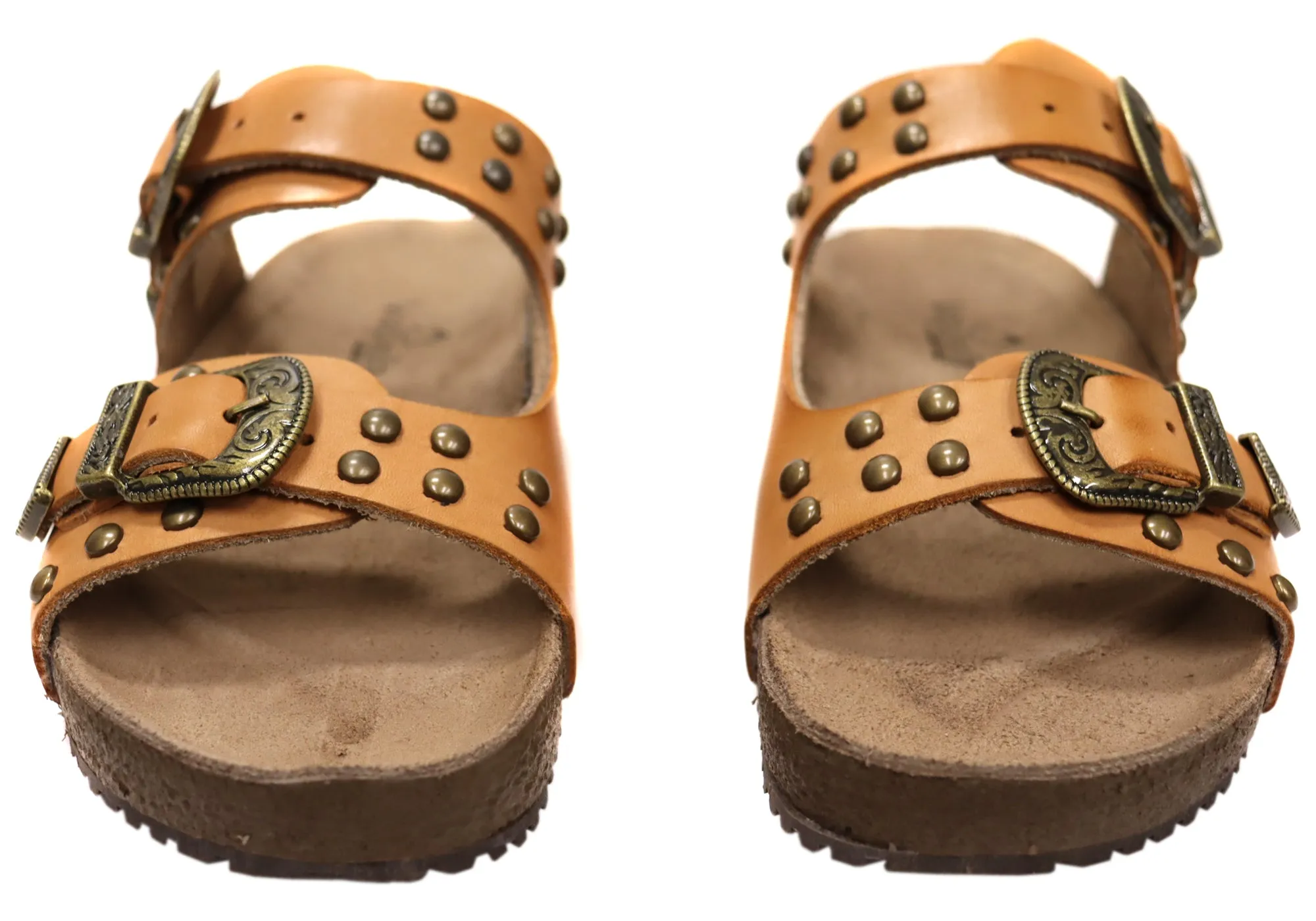 Via Paula Renee Womens Leather Comfort Slides Sandals Made in Brazil Via Paula Shoes