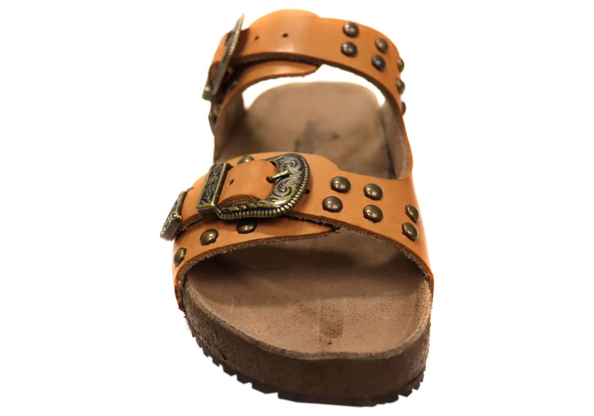Via Paula Renee Womens Leather Comfort Slides Sandals Made in Brazil Via Paula Shoes