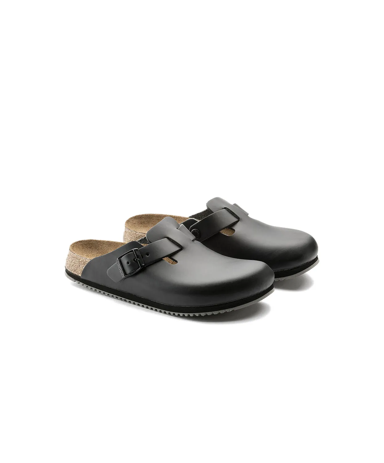 Womens Birkenstock Shoes Birkenstock Boston Leather Black Supergrip Clogs