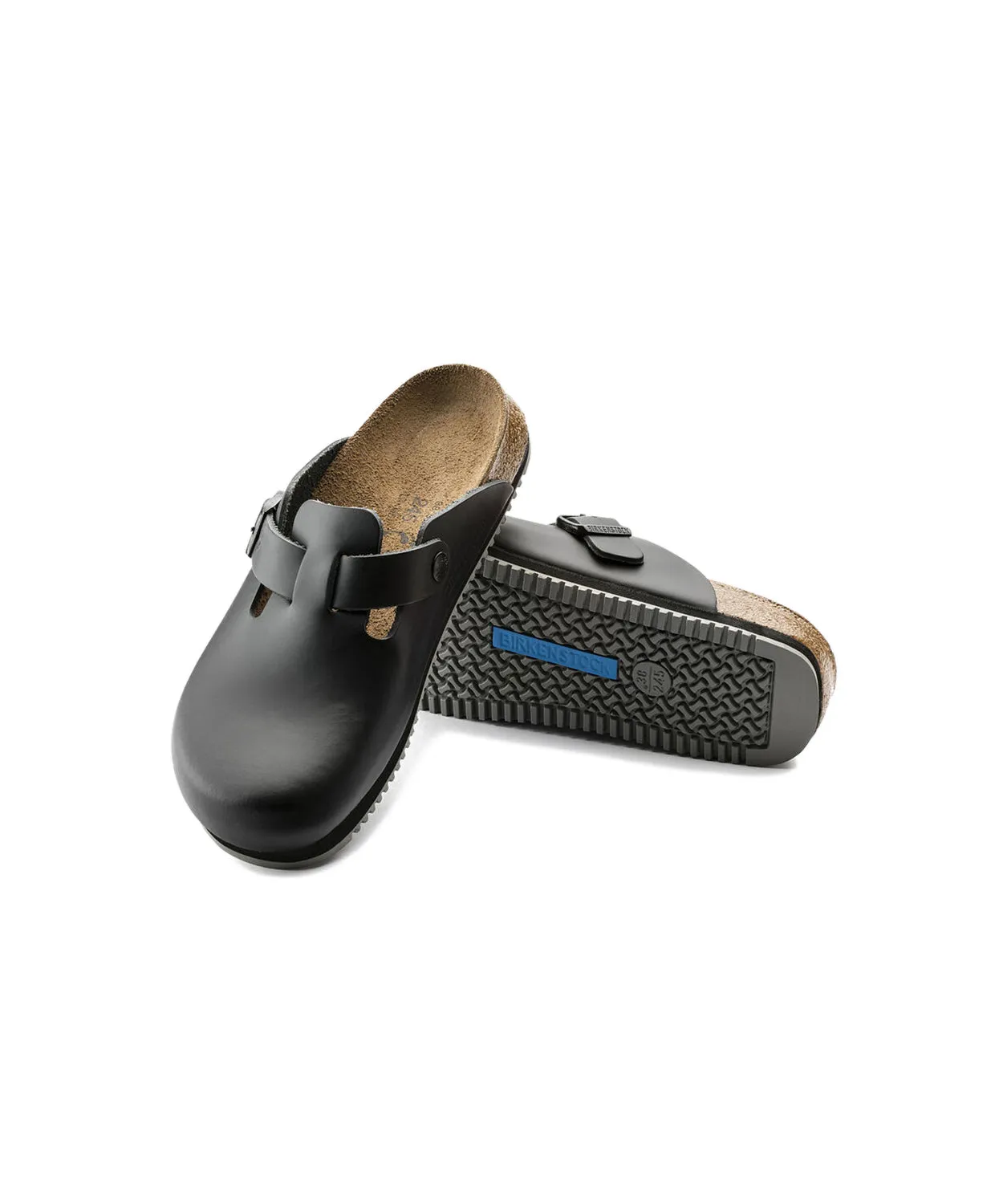 Womens Birkenstock Shoes Birkenstock Boston Leather Black Supergrip Clogs
