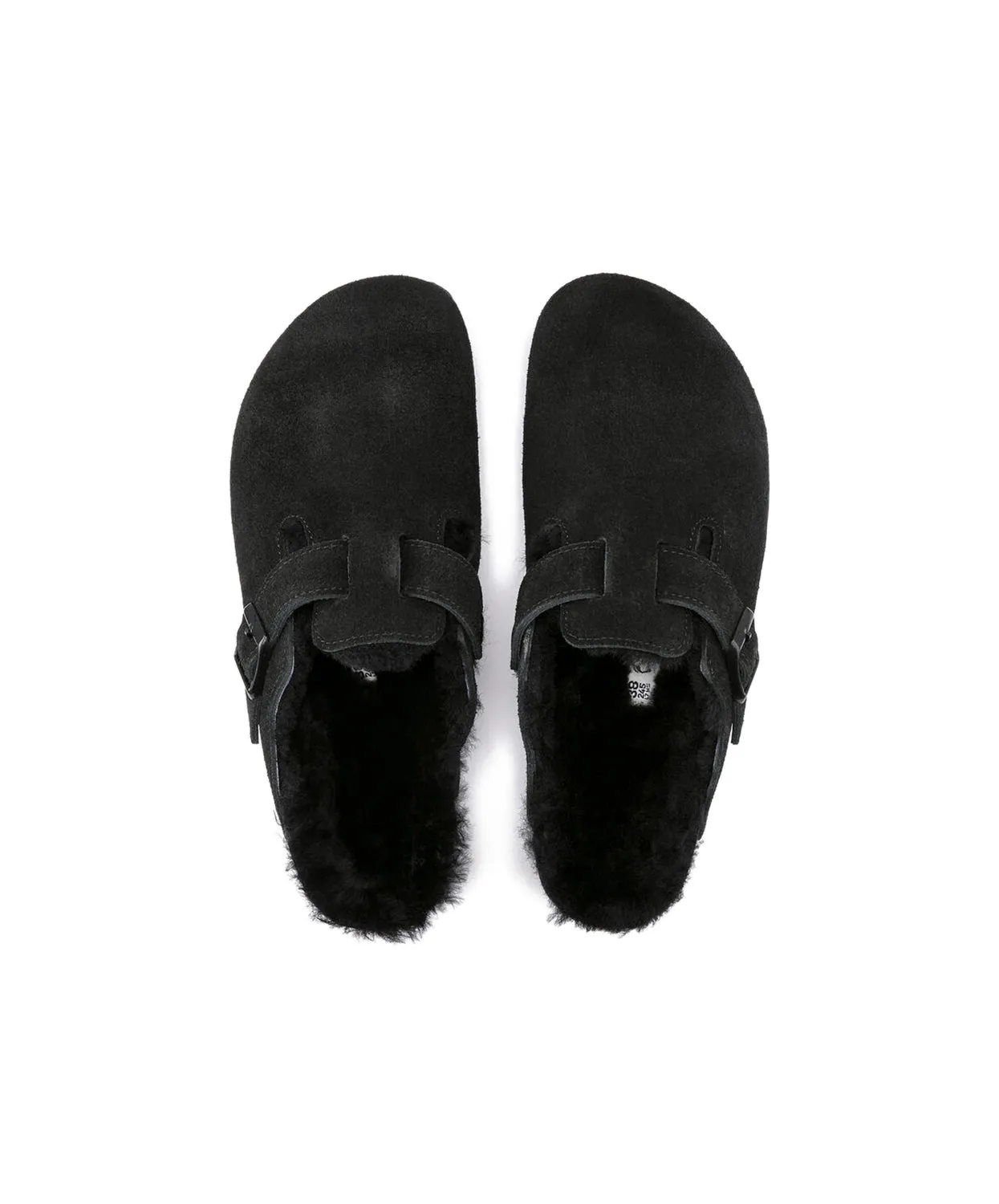 Womens Birkenstock Shoes Birkenstock Boston Suede Leather Shearling Black Clogs