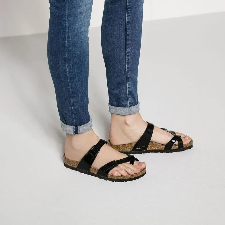 Womens Birkenstock Shoes Birkenstock Mayari Birko-Flor Black Patent Sandals