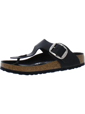 Womens Leather Slip On Slide Sandals