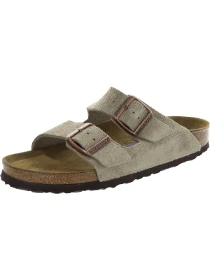Womens Suede Slip On Footbed Sandals